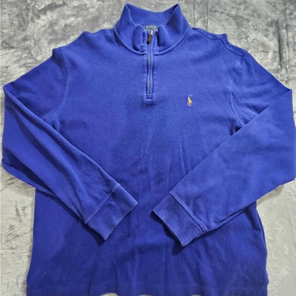 Polo by Ralph Lauren Estate Rib Men's Royal Blue 1/4 Zip-Up Sweater Size Large‎